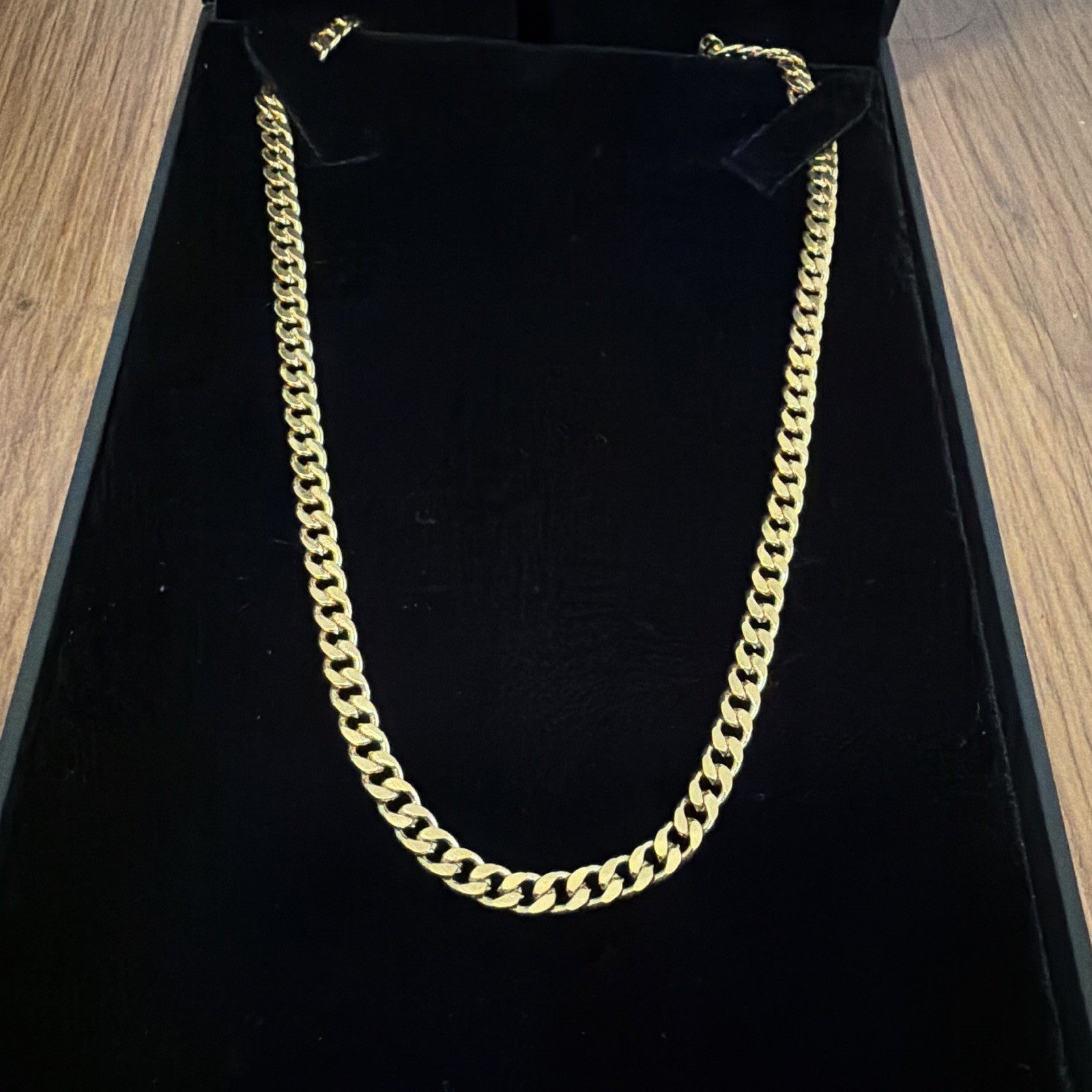18k Yellow Gold filled Cuban Link Chain Necklace, Lobster Clasp