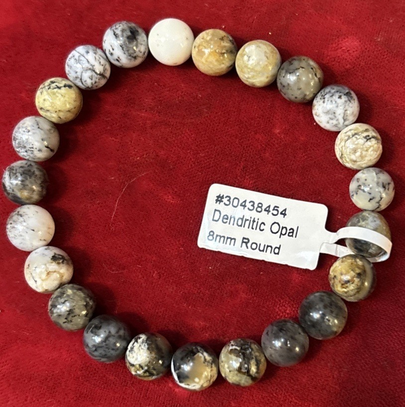 Dendritic Opal 8 mm round Stretch bracelet