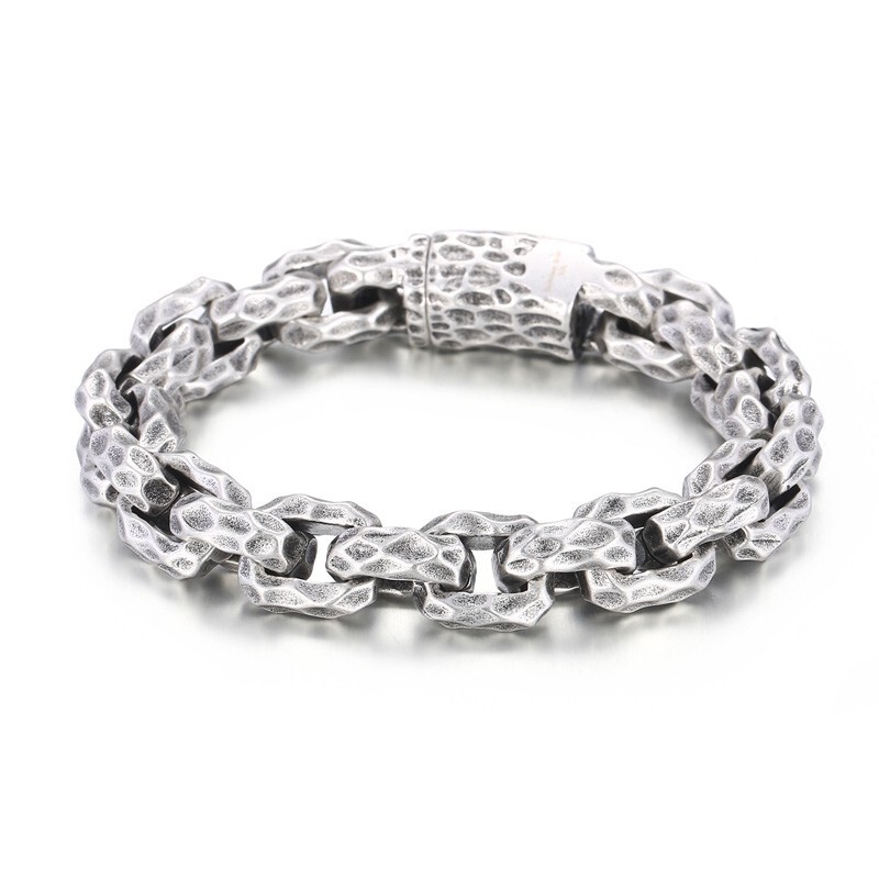 Personality Design Pattern Link Chain Bracelet For Mens Stainless Steel 13mm 9”
