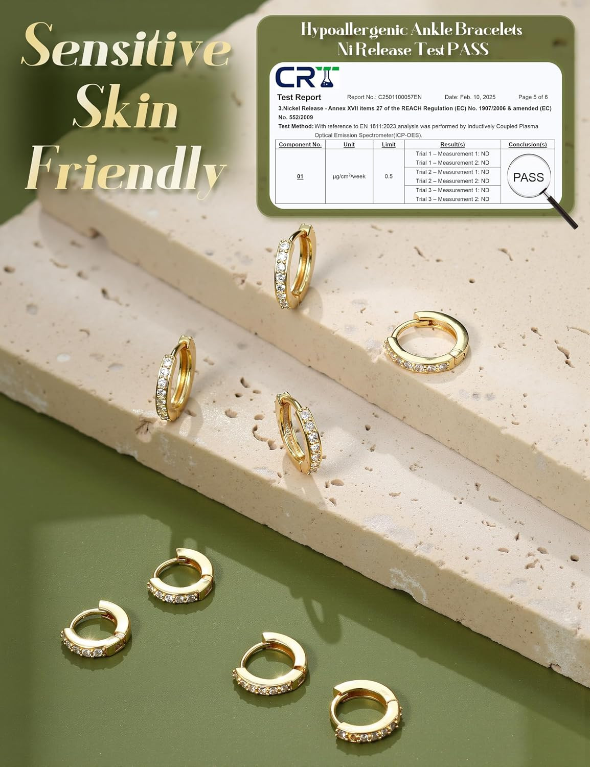 Small Gold Silver Hoop Earrings Set for Women – Hypoallergenic 14K Gold Plated E