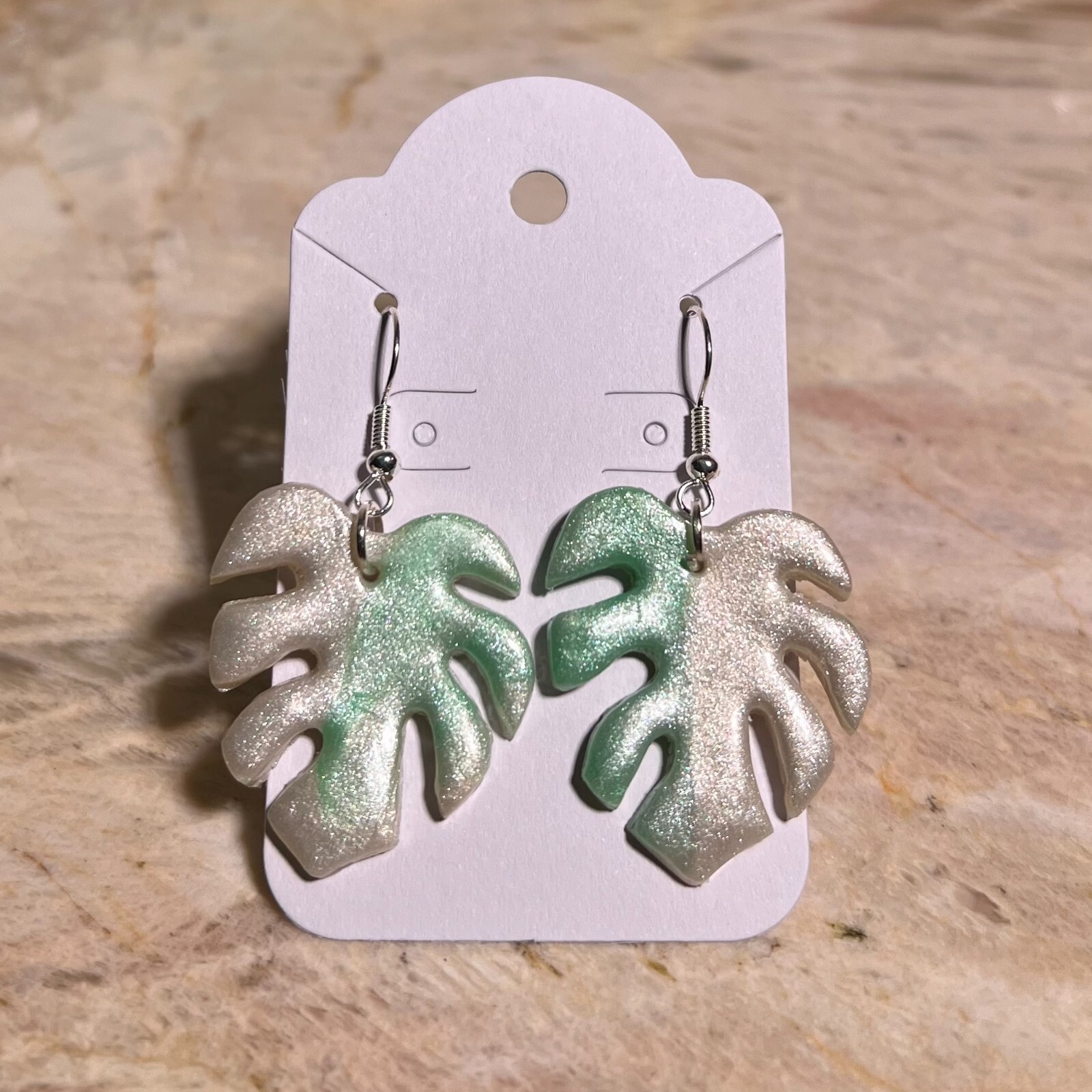 MONSTERA CLAY EARRINGS HANDMADE, GLAZED GREAT GIFT IDEA (SELECT FROM PHOTOS) #1