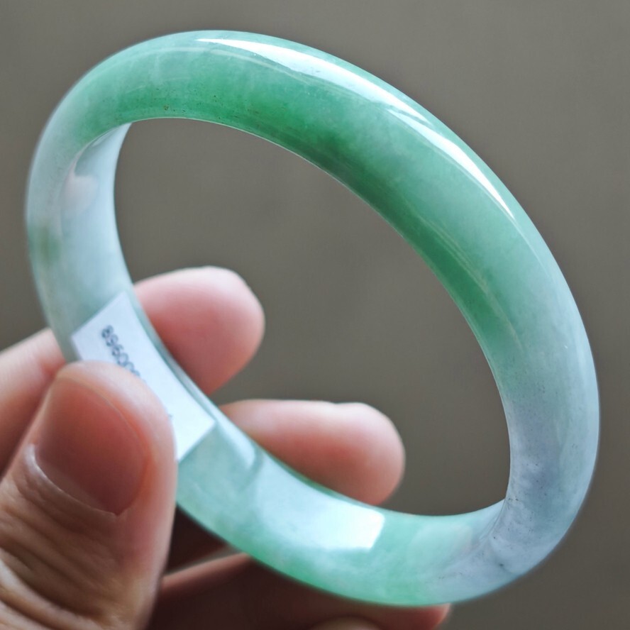 59mm Purple Lavender Green Jadeite Jade Bracelet Bangle Burma Jade 2755