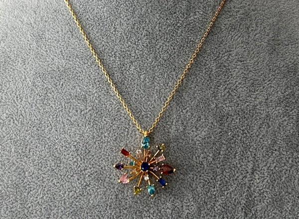🍟 Kate Spade Firework flower statement Necklace Pendant gold plated new