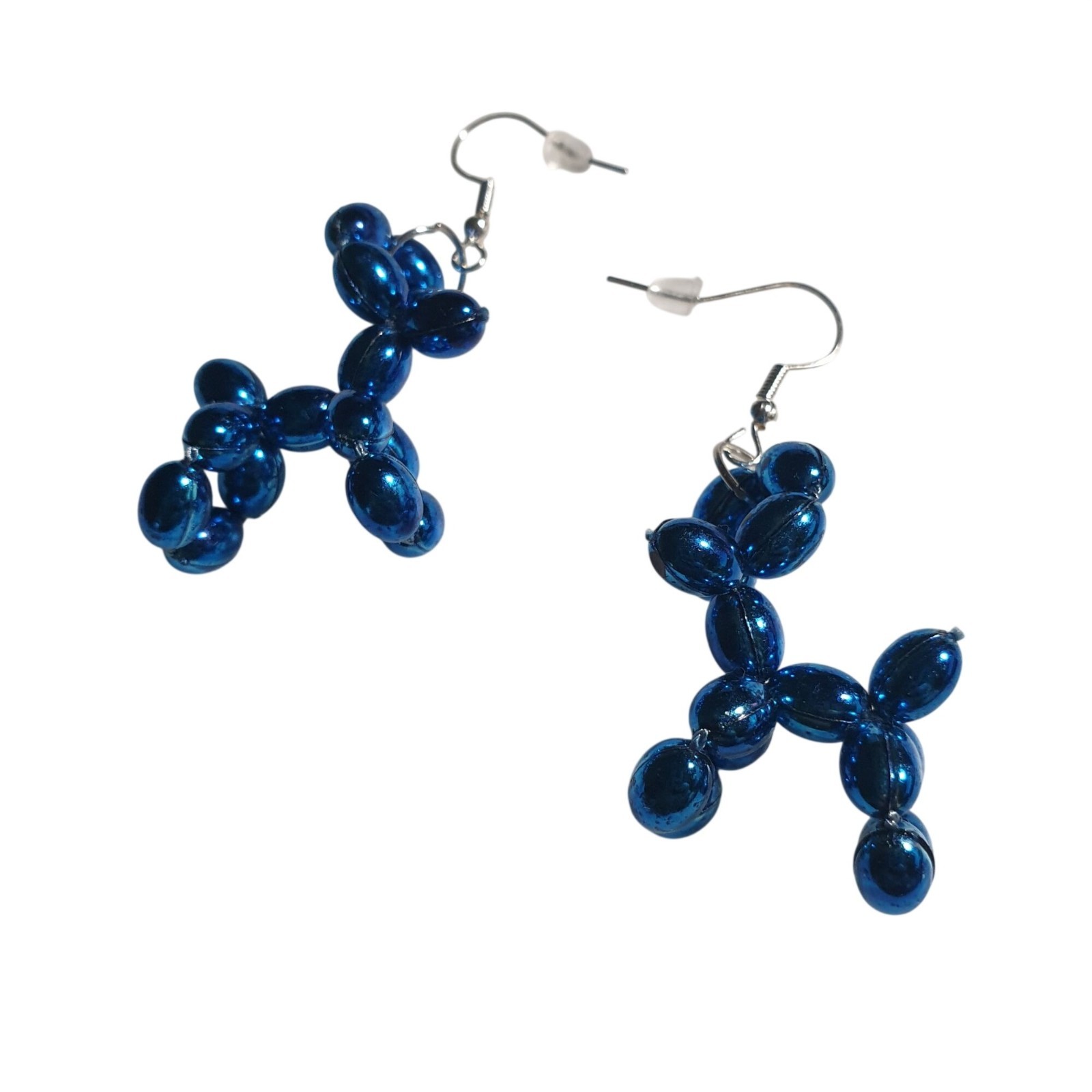 Blue Balloon Animal Dangle Earrings Fun Novelty Jewelry Unique Gift 2.25 Inches