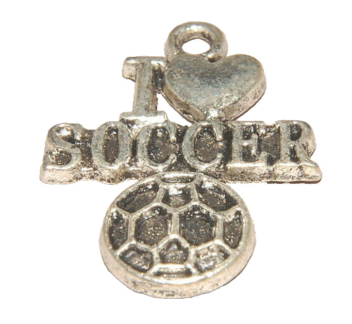 I Heart Love Soccer Sports Charm Tibetan Silver J1257