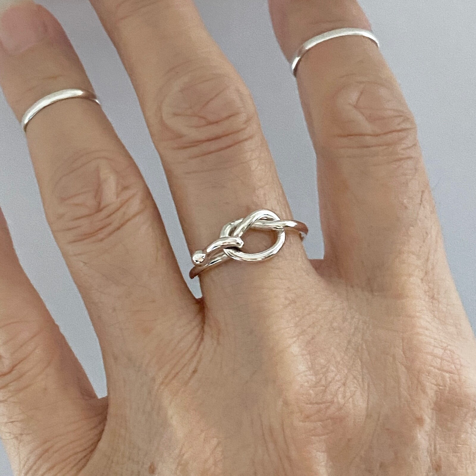 Sterling Silver Hooked Love Knot Ring, Silver Ring, Love Ring