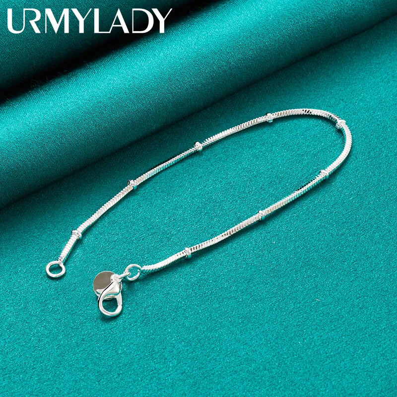 URMYLADY 925 Sterling Silver Snake Chain 20cm Bracelet For Women Jewelry