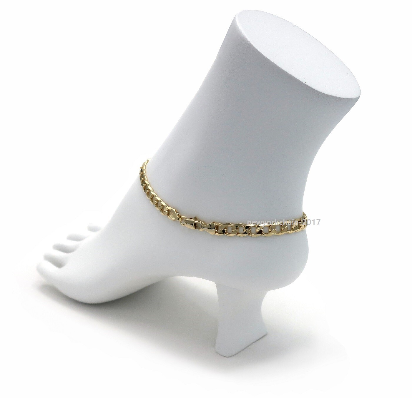 ITALIAN CUBAN LINK CHAIN ANKLET 6mm 10″ ANKLE BRACELET 14K GOLD PLATED