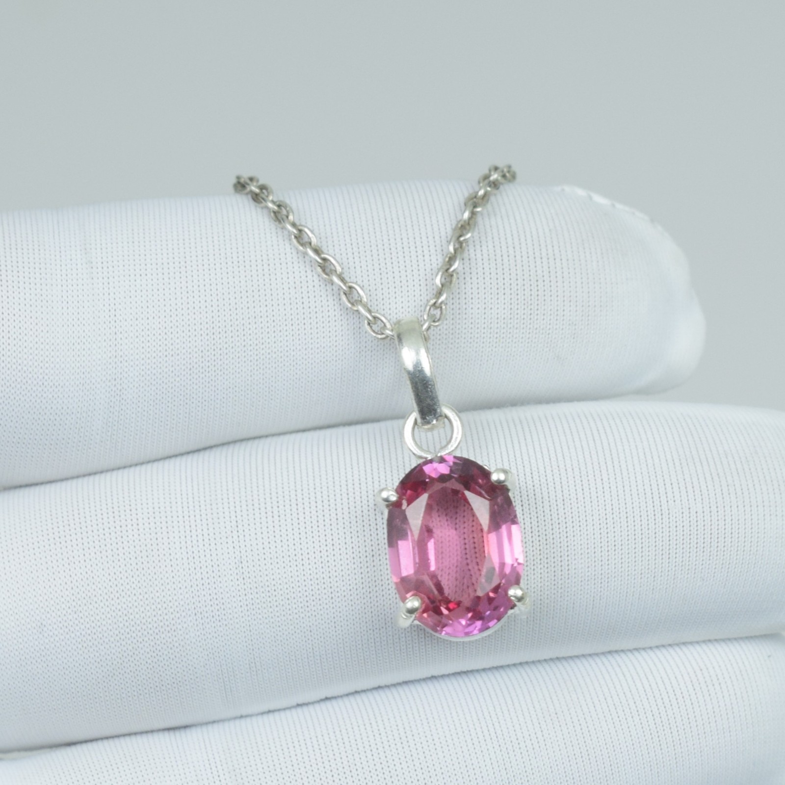 Pink Kunzite Necklace Jewelry Loose Gemstone Jewelry, 925 Sterling Silver 14Cts,