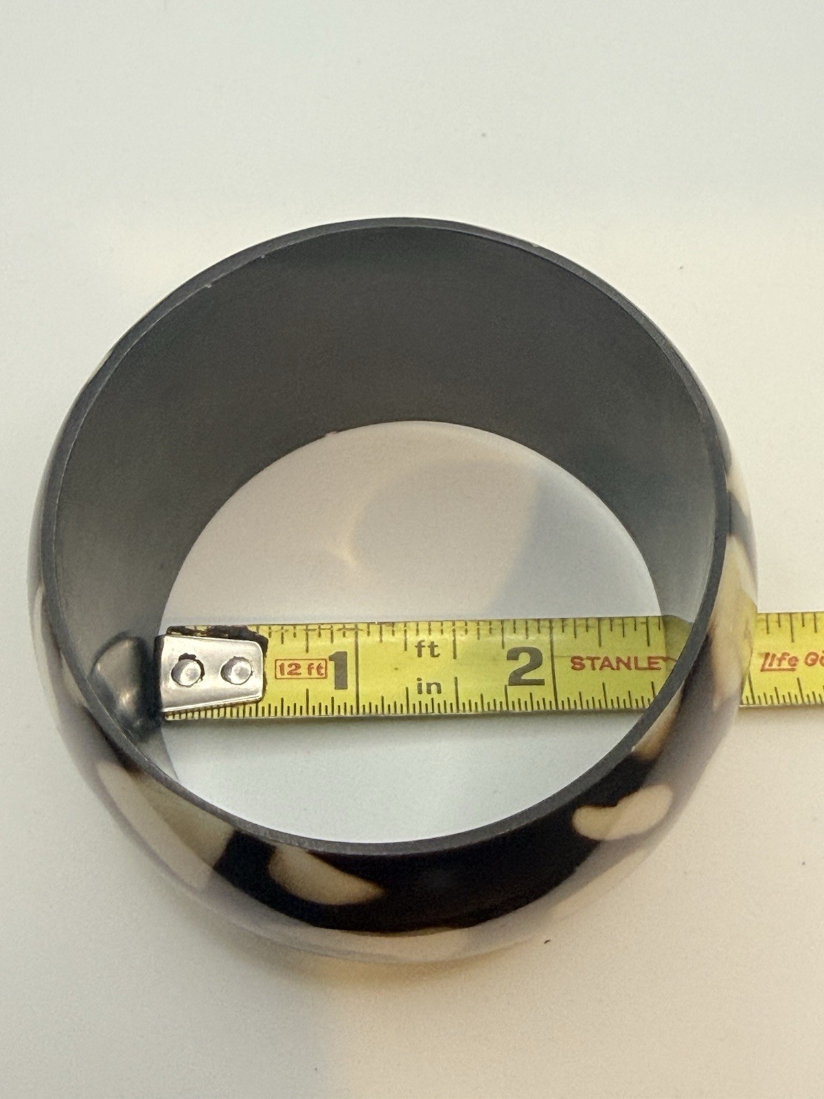 Chunky Acrylic Bangle Bracelet Animal Print Brown Cream Size 8”