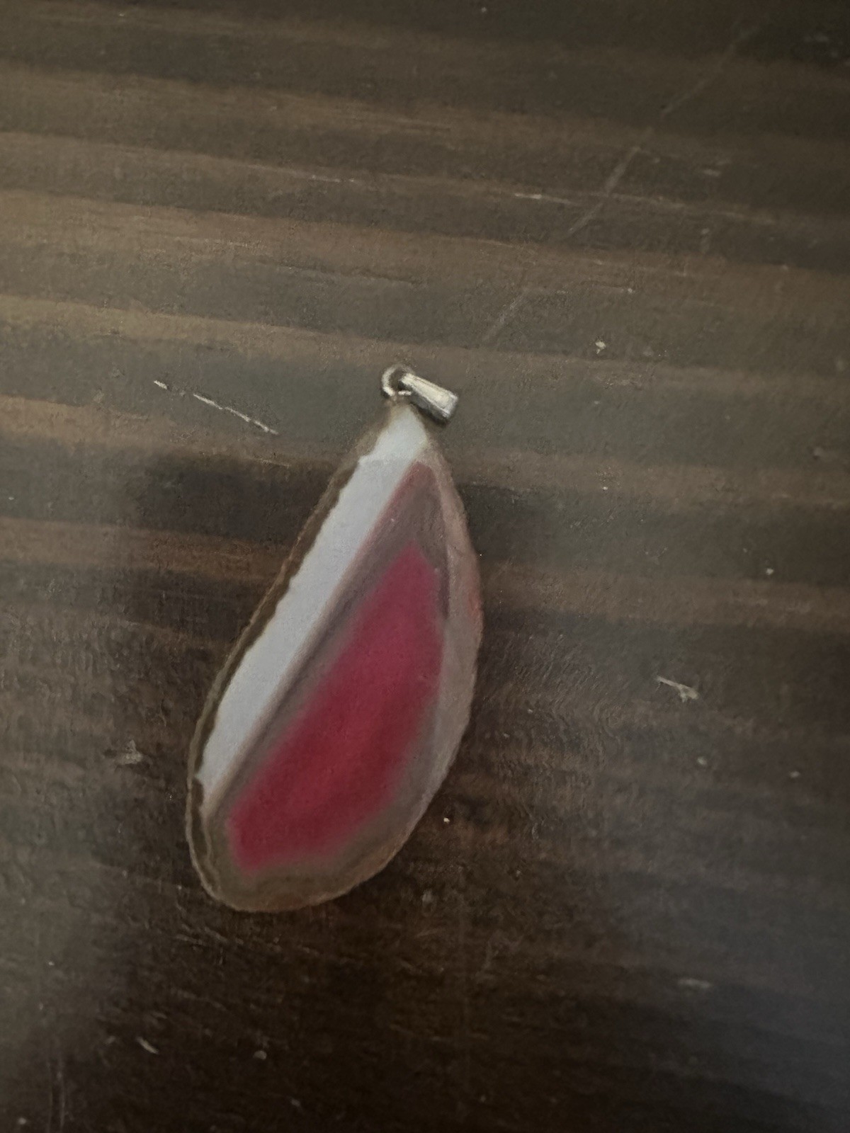 Natural Pink Agate Slice With Hook For Necklace