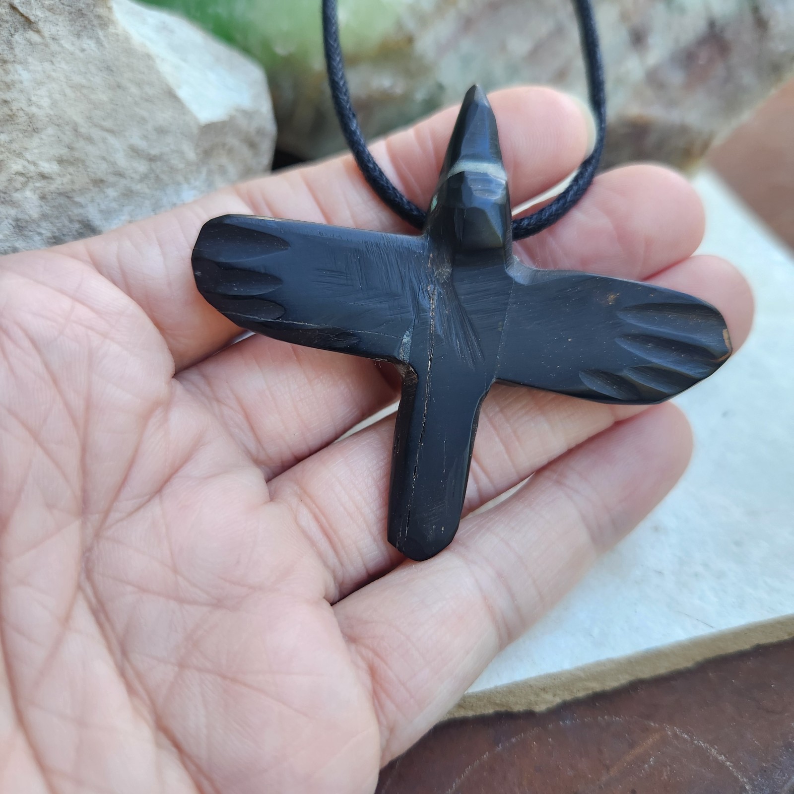 Southwest Handmade Matt Mitchell Jet Raven / Crow necklace