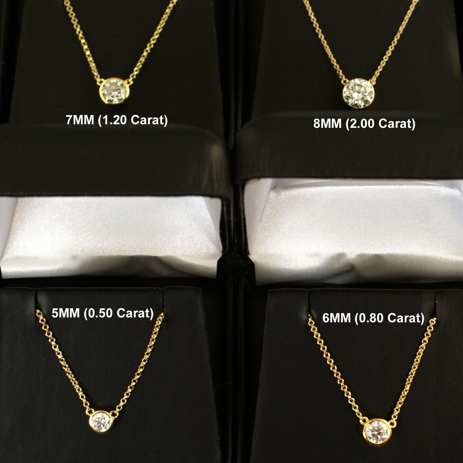 Bezel Set Moissanite Round Solitaire Necklace – 925 Silver or 14k Gold