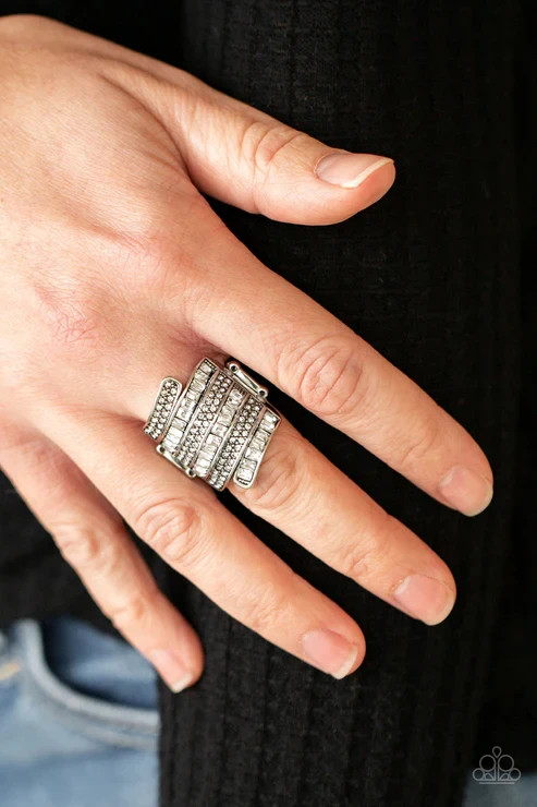 paparazzi white flexible ring