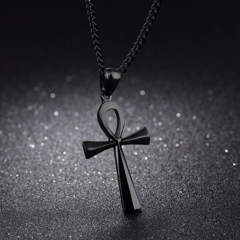 Stainless Steel Ankh Crucifix Pendant Egyptian Symbol of Life Necklace Jewelry