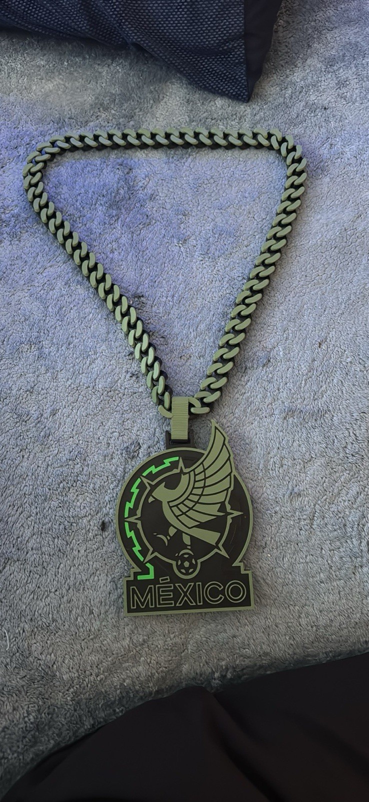 Mexico Theme Charm Pendant Cuban Link Chain Necklace Plastic Green Black