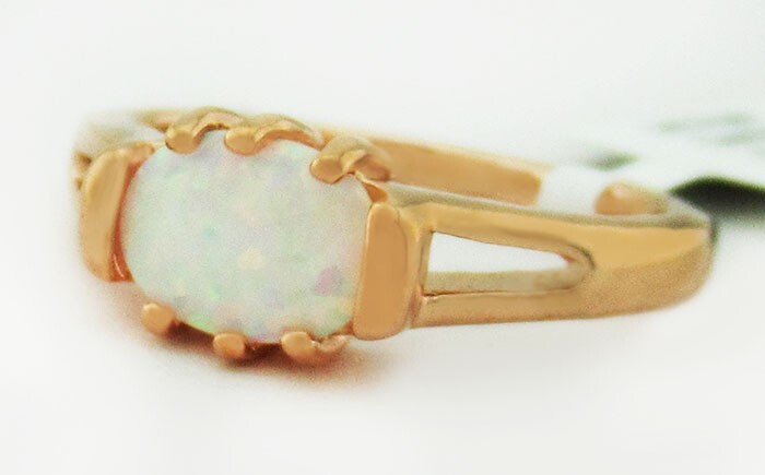 GENUINE 0.80 Cts OPAL RING 14K ROSE GOLD PLATED – New with Tag – MADE IN USA