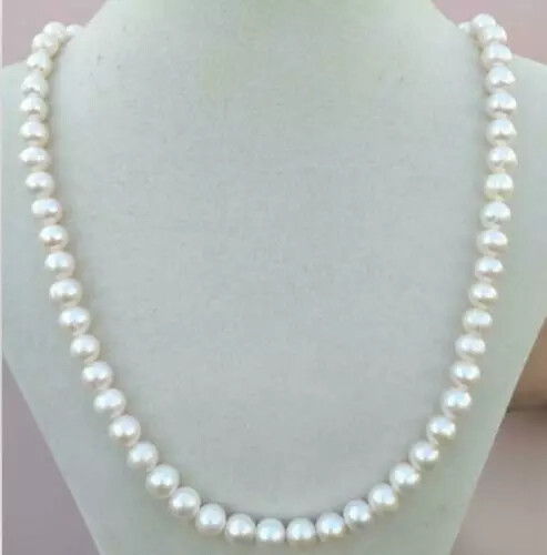 20 inch beautiful AAA 7-8mm white South Sea pearl necklace with 14K gold buckle
