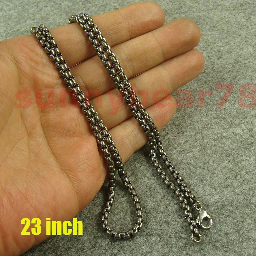 4mm Pure Titanium Anti allergy Rolo box chain Necklace 23/25/27/29/31 inch H259