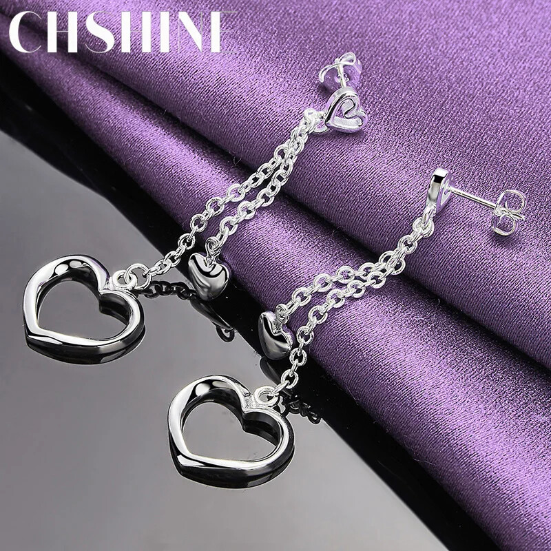 CHSHINE 925 Sterling Silver Heart Frame Earrings For Women Fashion Charm Jewelry