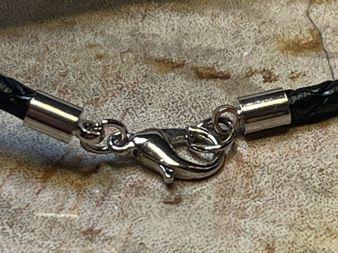 Braided Leather for Necklace Making wth Lobster Clasps Black or Brown 3 mm. 3pcs