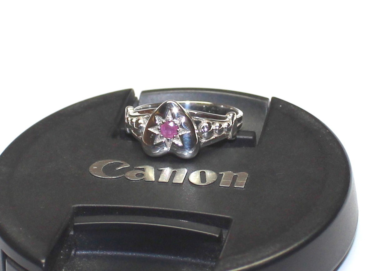 Natural Burmese Ruby Ring, Sterling Silver Unique Engagement Heart Jewelry