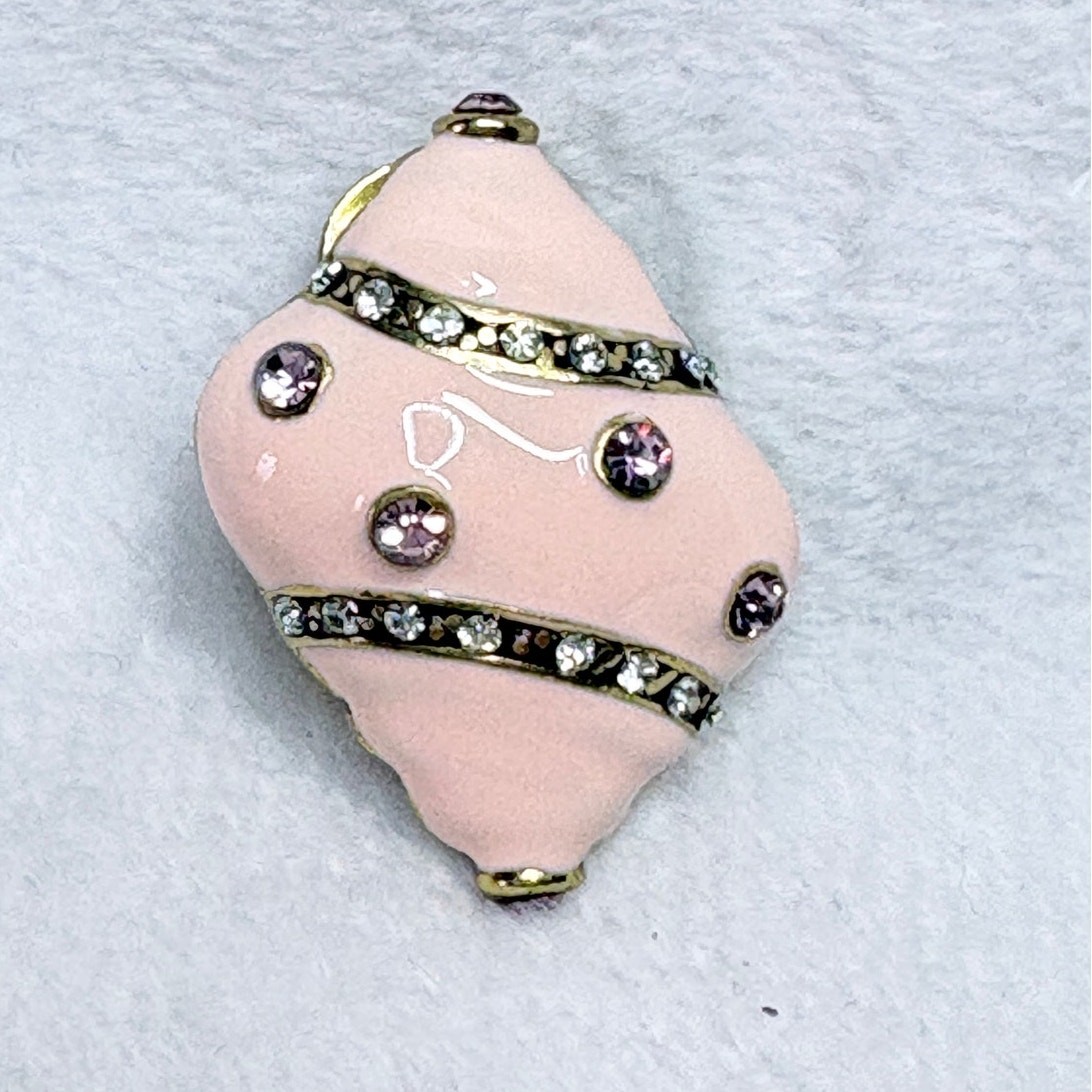 Heidi Daus Pink Enamel Seashell Necklace & Earrings Set- Retired Design