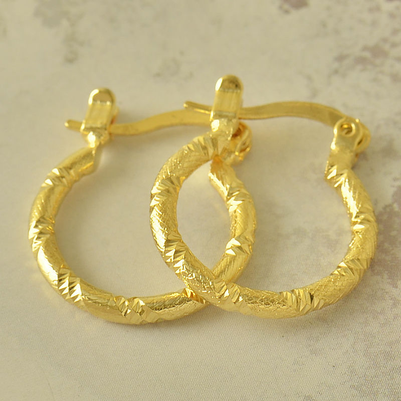 Pretty New Yellow Gold Filled Concise Band Design 20mm Round Hoop Earrings