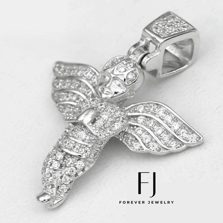Women’s 925 Sterling Silver,Angel Prayer Brilliant CZ Mini Pendant,Unisex*Box