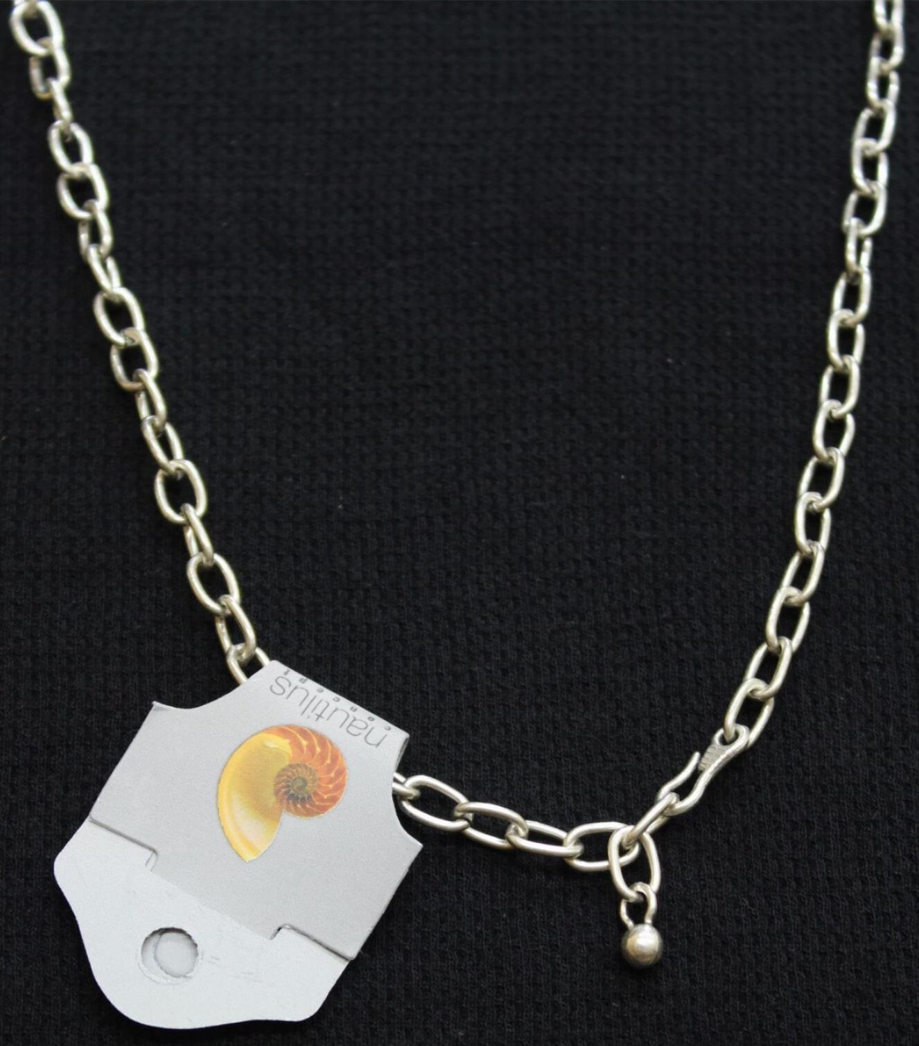 New NAUTILUS CONCEPT Swirl PENDANT NECKLACE Silvertone Unique Statement NWT !