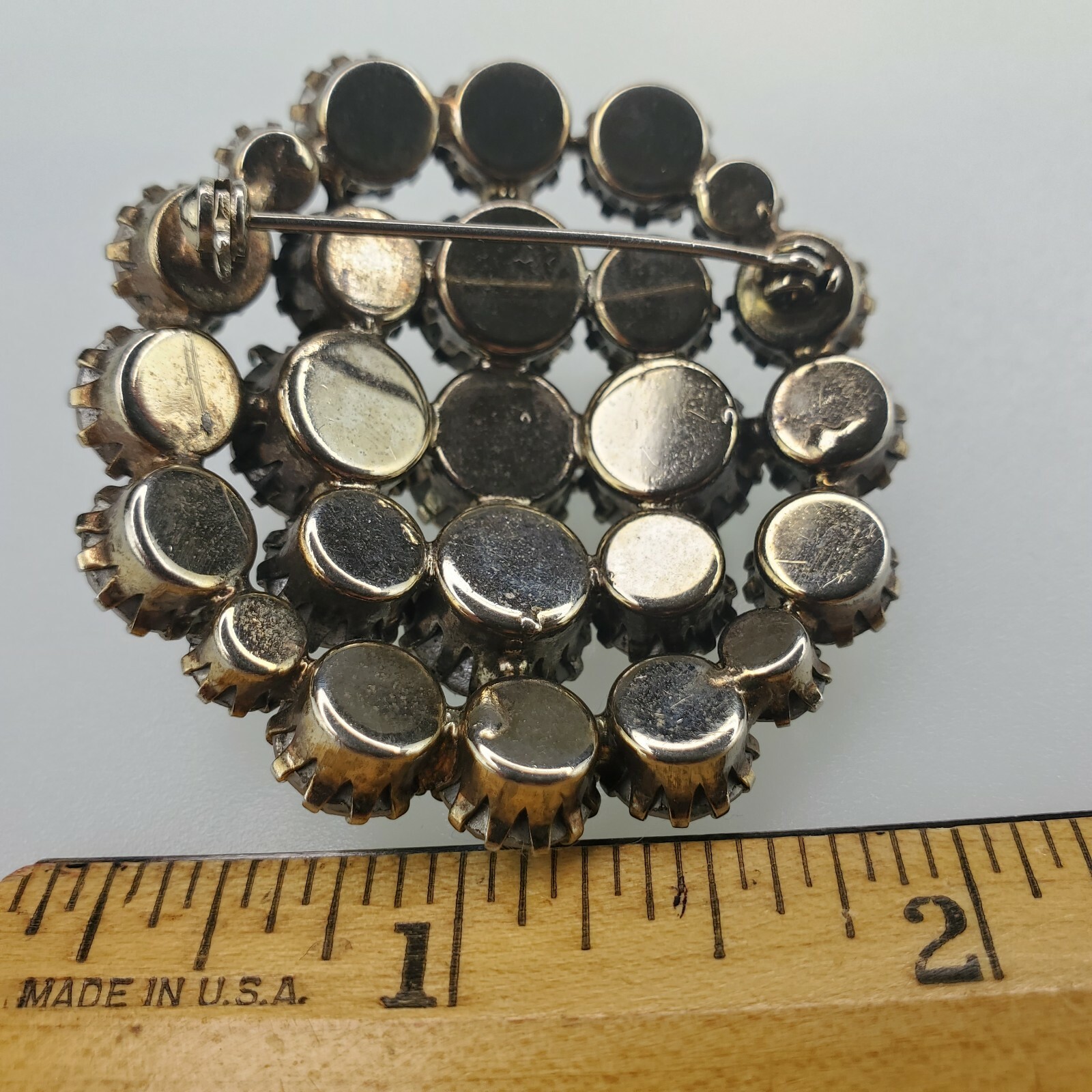 Statement Brooch Pin Areola Borealis Rhinestone Round Dome Encased Faceted