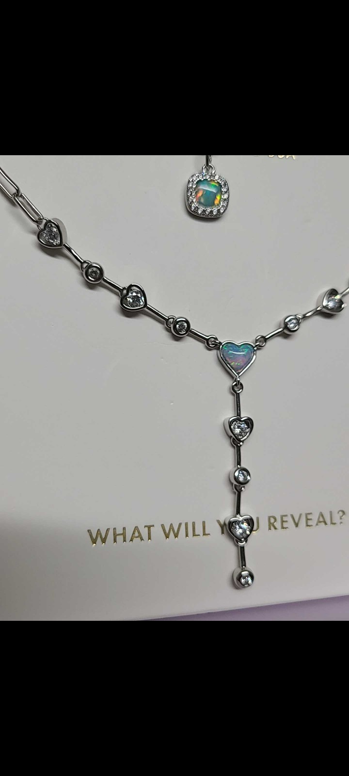 Bomb Party Luxe Layers It’s A Beautiful Life Necklace Silver Fire Opal heart