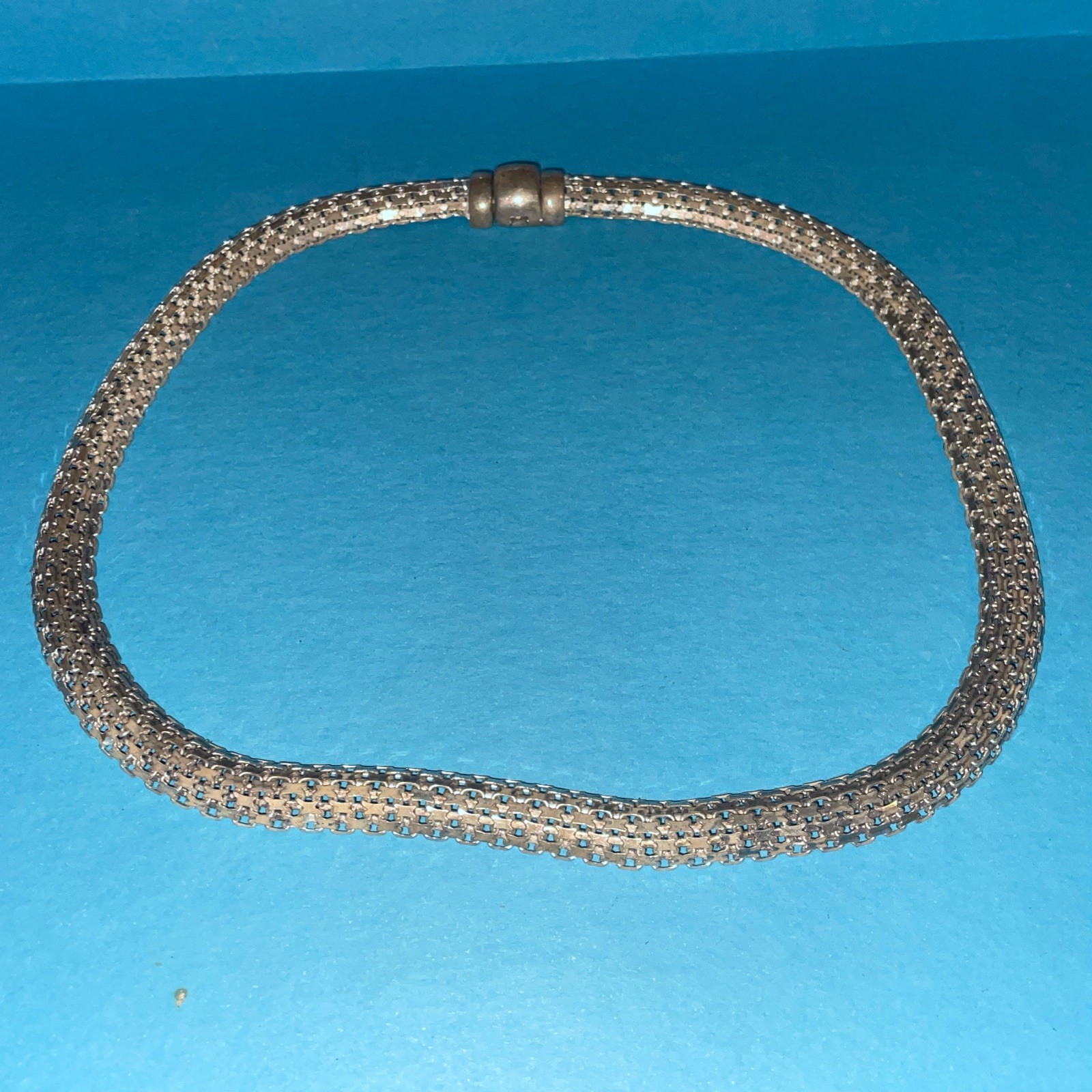 Italy 925 Silver 17 Mesh Chain Necklace Antique Jewelry 377 grams G2U