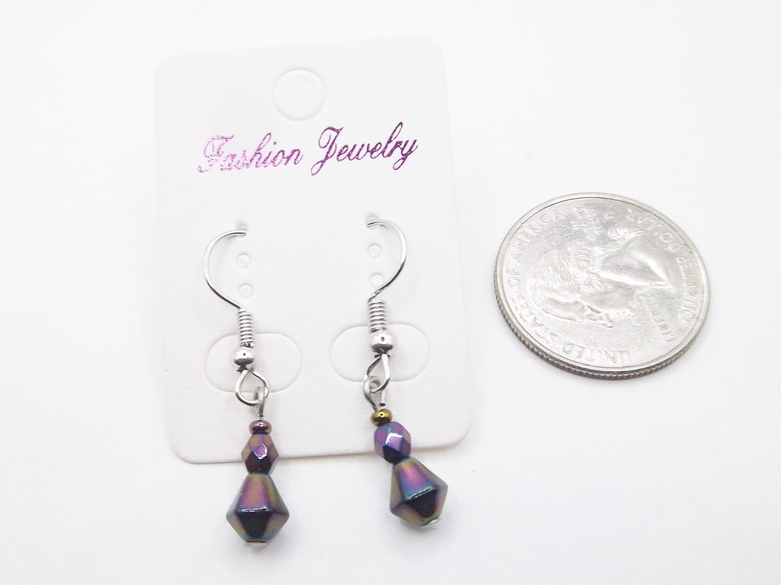 Iridescent Beaded Fashion Dangle Pierced Earrings … Se408