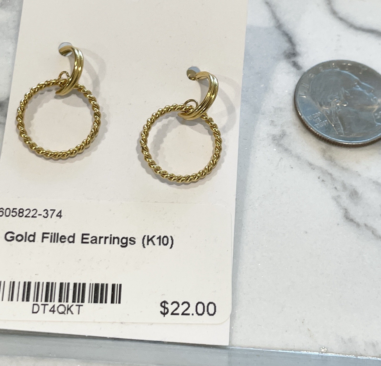 Gold Tone Double Hoop Twist Rope Earrings Modern Minimalist Statement Jewelry