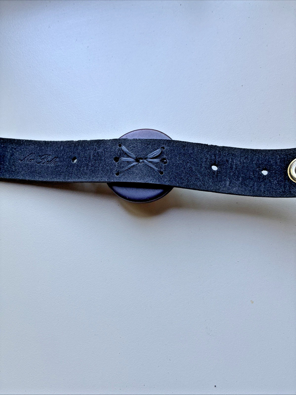 Handcrafted Leather Cuff Bracelet, Snap Closure – upcycled, gold floral pin