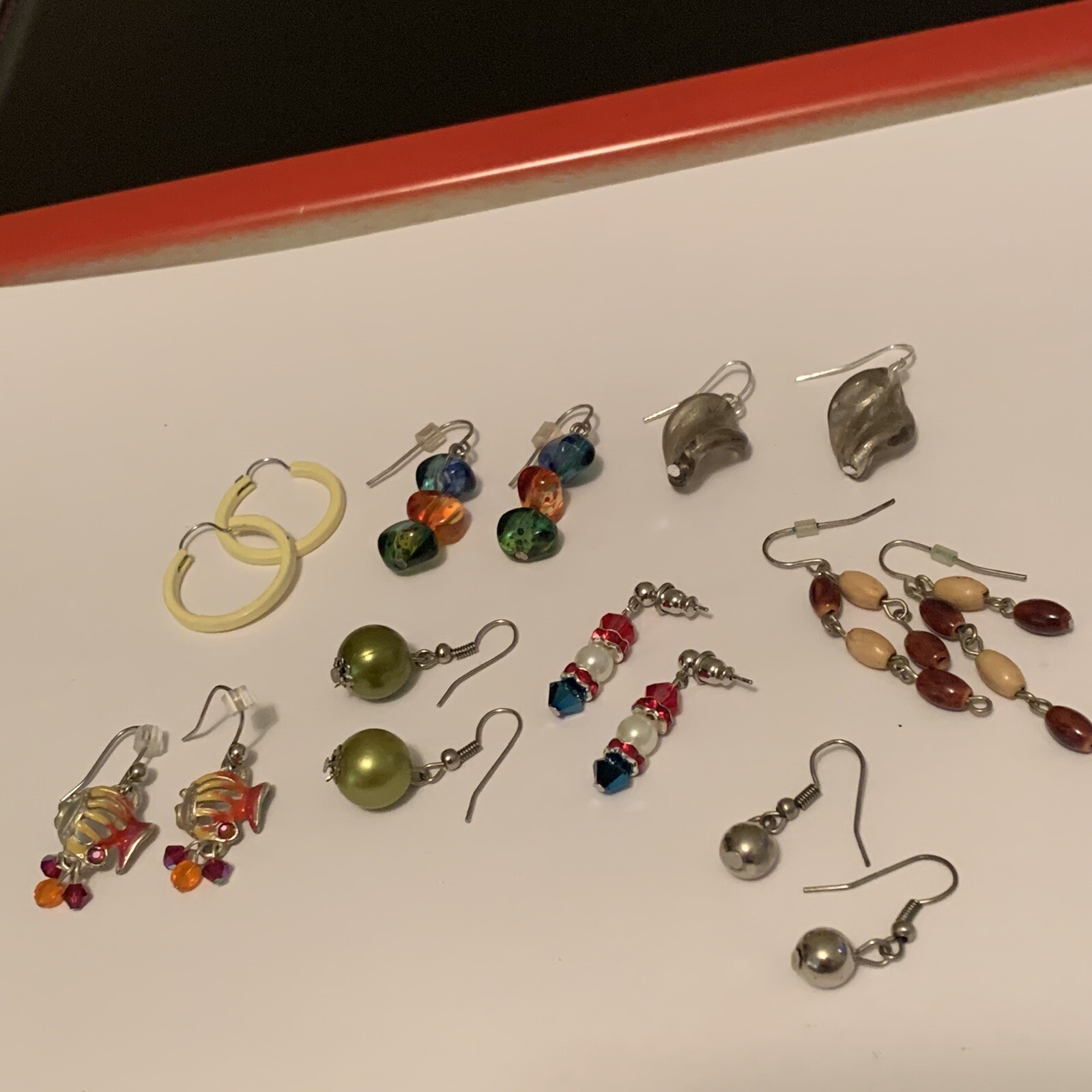 Lot Of 8 Vintage – Modern Costume Earrings Pierced Variety – Dangle, Beaded, Etc