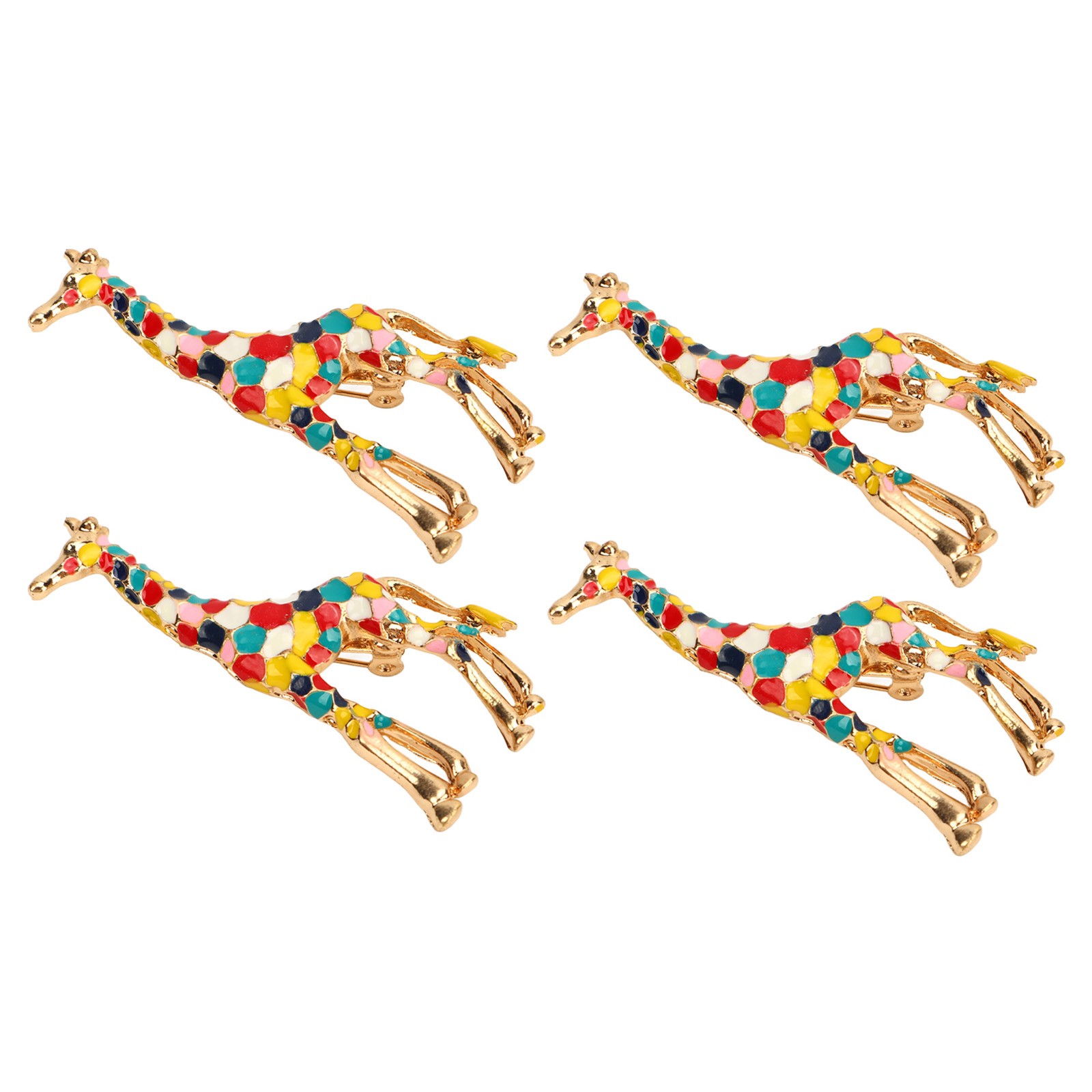 4Pcs Cartoon Giraffe Brooch Exquisite Colorful Elegant Aluminum Alloy Fashion