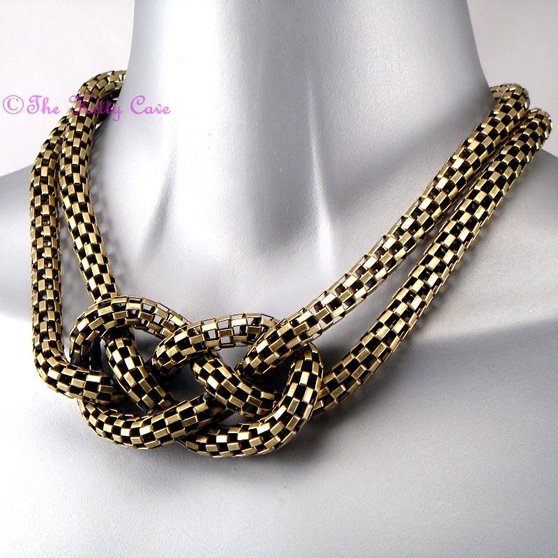 Debenhams Deco Burnt Gold Rustic Mesh Vintage Celtic Knot Collar Choker Necklace