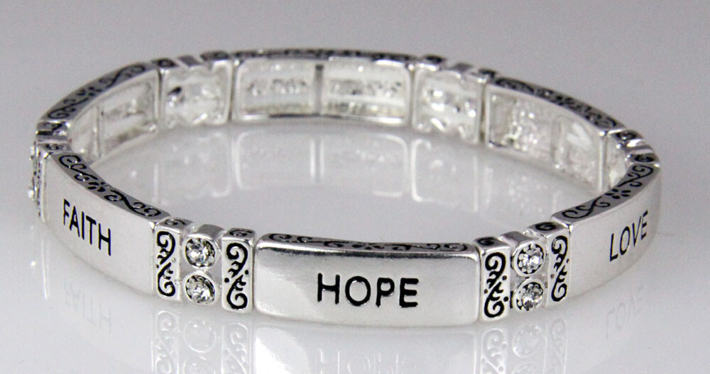 4031342 Faith Hope Love Stretch Bracelet 1st Corinthians Christian Scripture