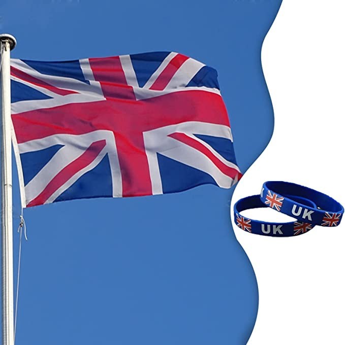 UNITED KINGDOM Wristband Bracelet Silicone Rubber National Country Flag Unisex