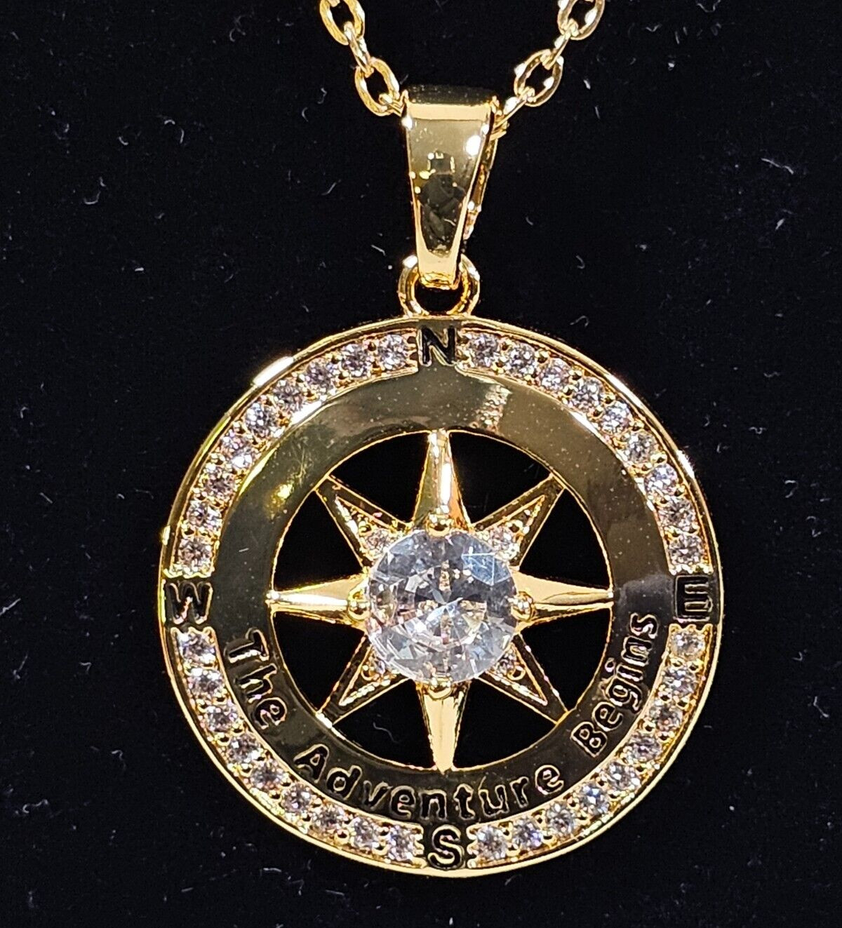 Gold-Plated 925 Sterling Silver Compass 2023 Graduation Necklace 17.7 in + 2