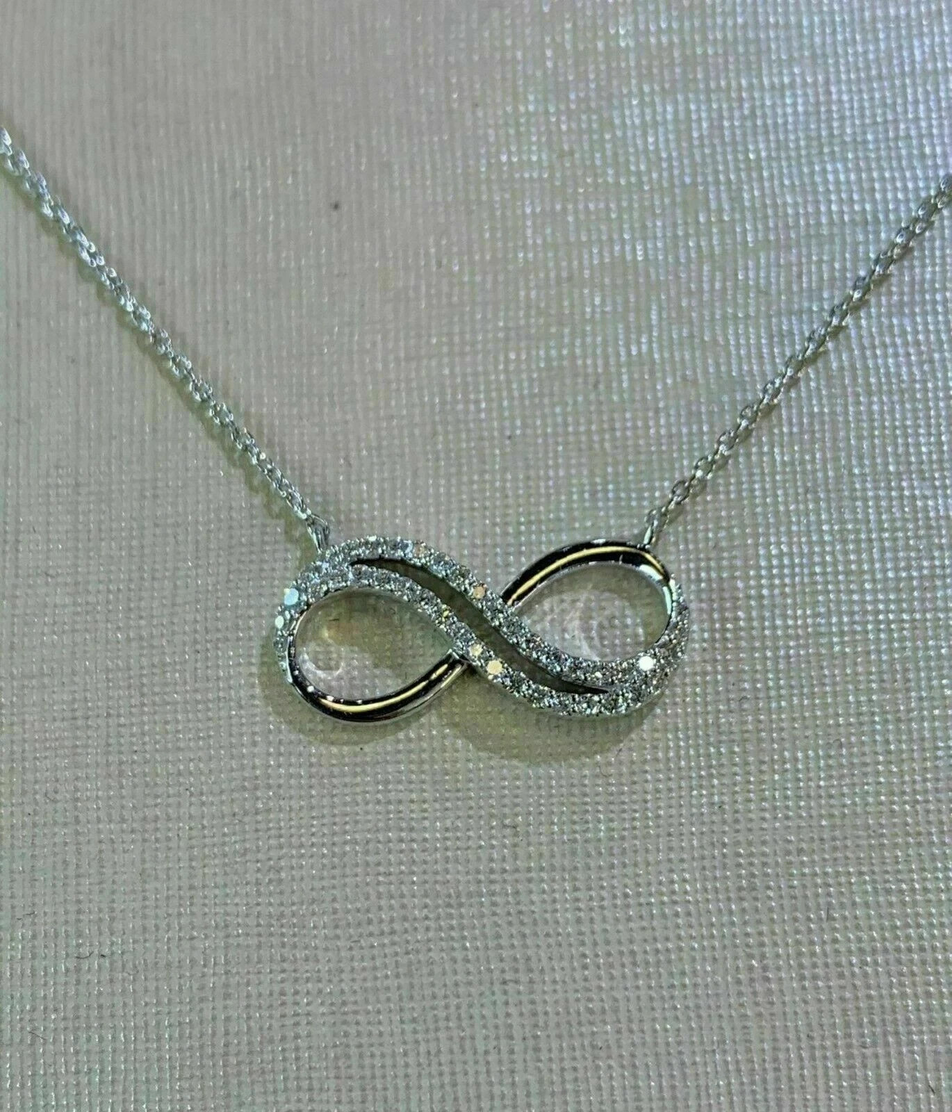 0.50Ct Round Simulated Diamond Infinity Necklace 18″ Chain 14K White Gold Plated
