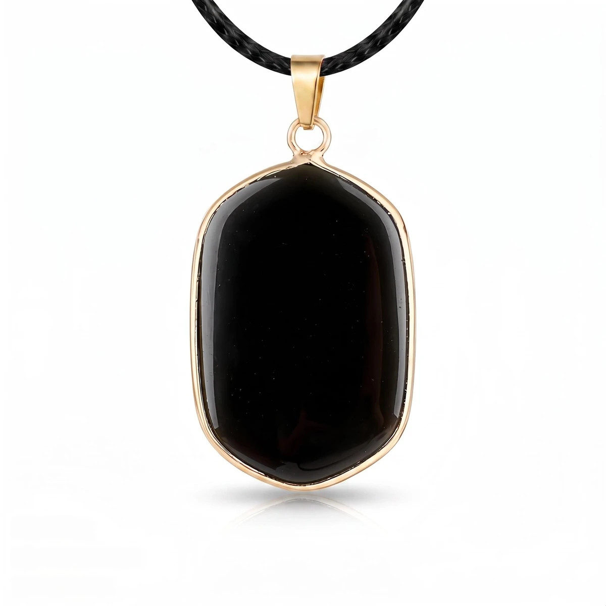 6PCS Healing Chakra Gemstone Pendant Necklace Black Cord Gold Charms Choker