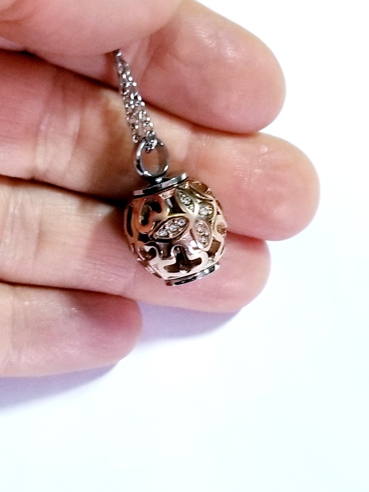 Rose Gold Tone Urn Cremation Memorial Necklace Ball Pendant for Ashes