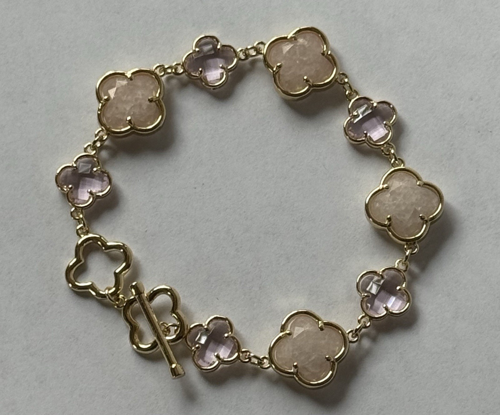 Eyecandy Los Angeles Pink Clover Brass Double-Sided Bracelet New