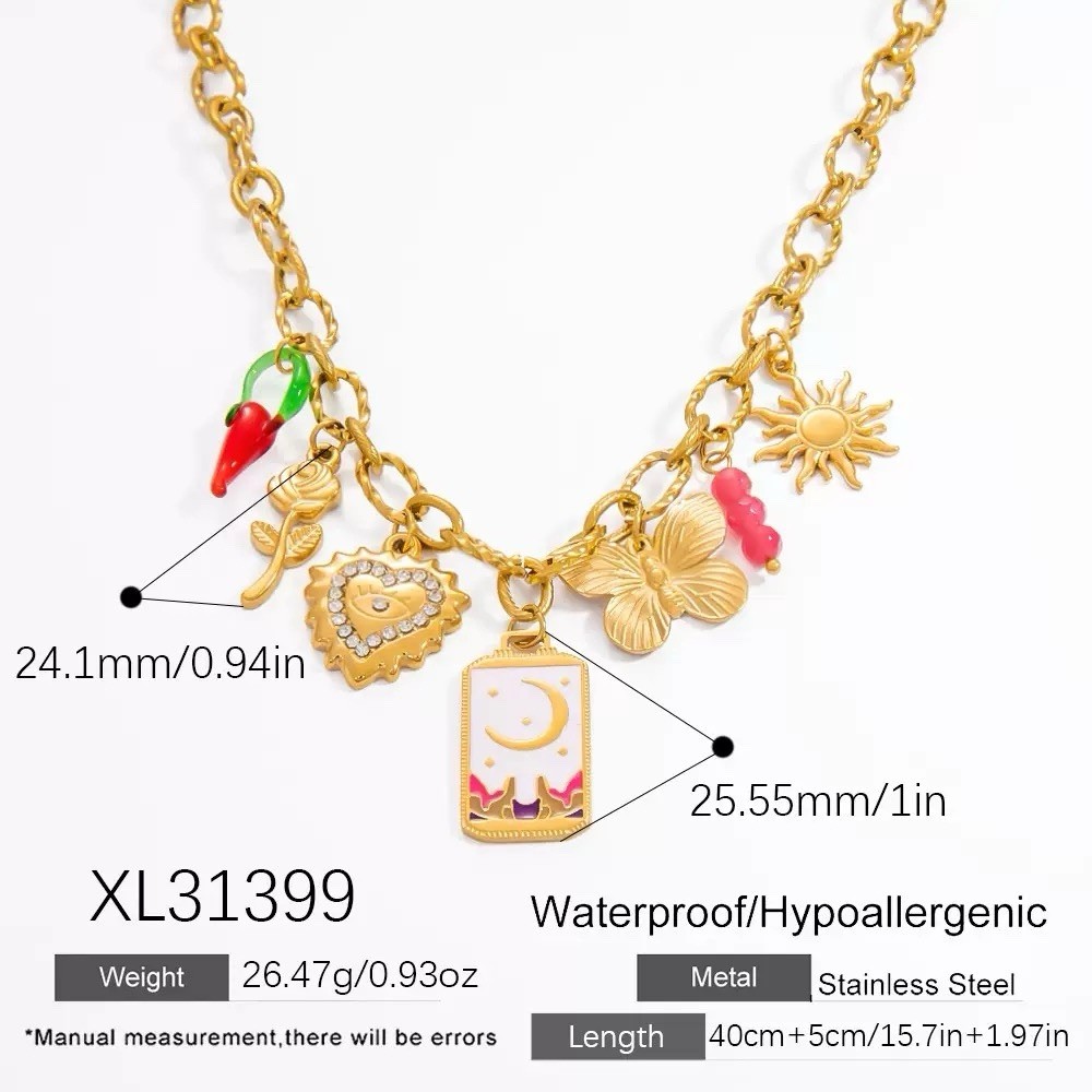 40+5cm Non Tarnishing 18K Boho Charm Necklace