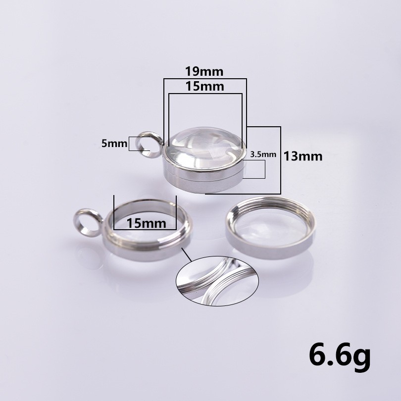 FLOATING CHARMS LOCKET LIVING MEMORY SPHERE PENDANT STAINLESS STEEL PERSONALISED