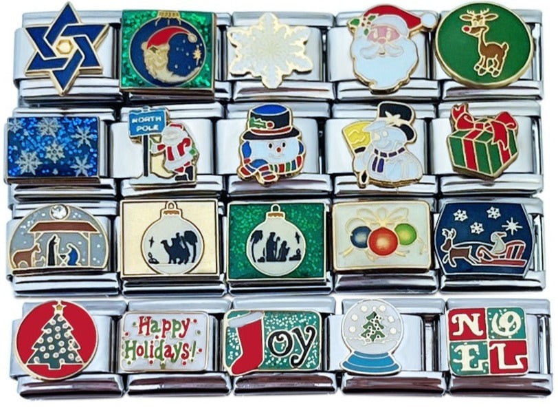 9mm Italian Charms Christmas Theme Santa Star Snowman Sleigh Ornaments Santa