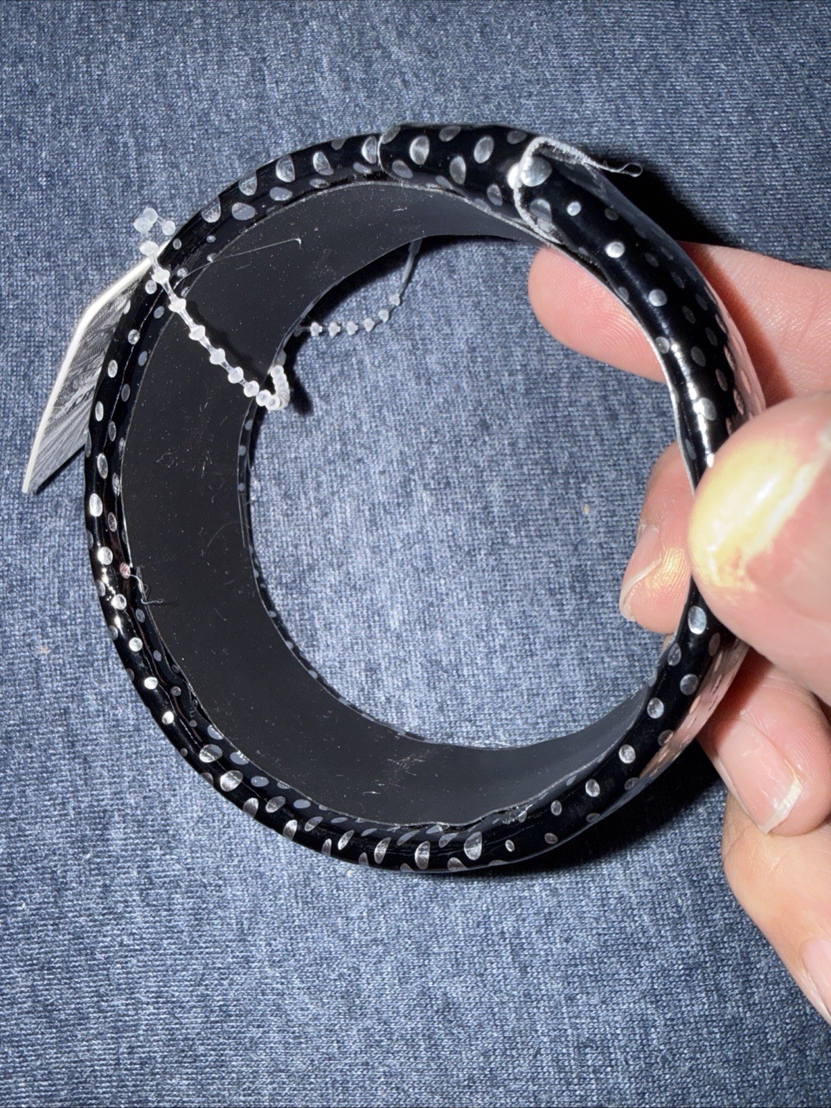 Black & Silver Print Bangle Bracelet Fits Up to 8″ wrist